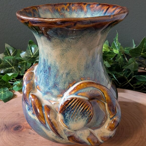 Gibbs Smith Blue and Brown Vase - Picture 1 of 3